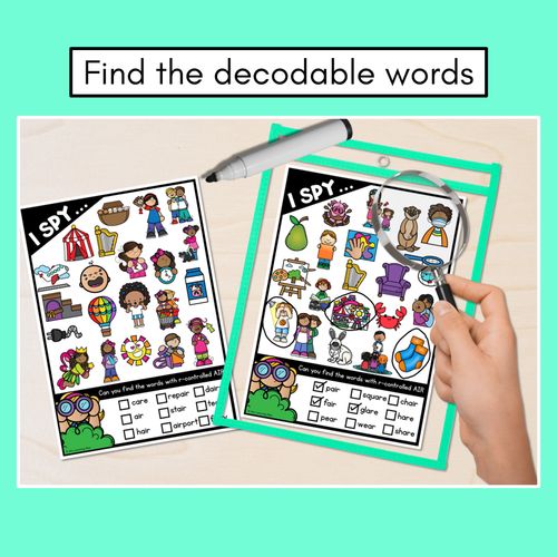 Resource preview 2 for I SPY for R-CONTROLLED VOWELS AIR WORDS - Decodable Words - 1st & 2nd Grade Phonics Activities