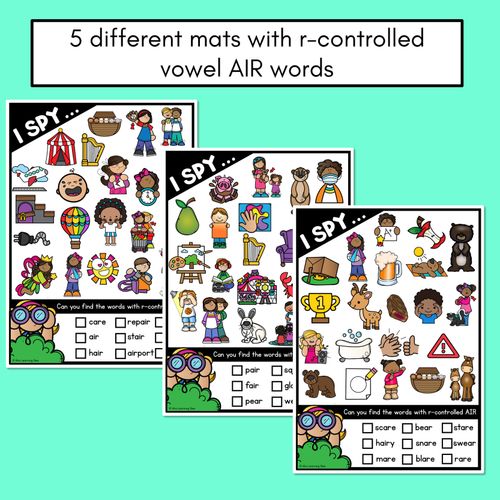 Resource preview 3 for I SPY for R-CONTROLLED VOWELS AIR WORDS - Decodable Words - 1st & 2nd Grade Phonics Activities