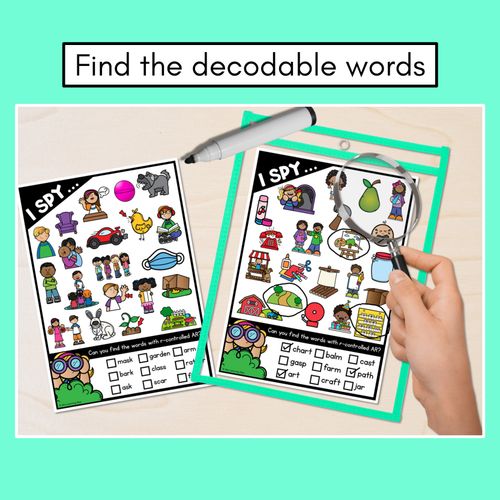 Resource preview 2 for  SPY for R-CONTROLLED VOWELS AR WORDS - Decodable Words - 1st & 2nd Grade Phonics Activities