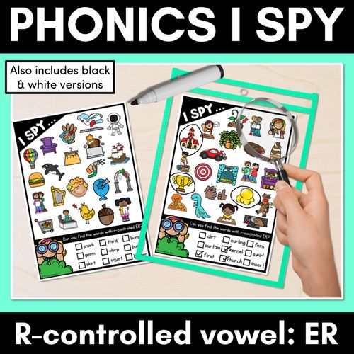 Resource preview 1 for I SPY for R-CONTROLLED VOWELS ER WORDS - Decodable Words - 1st & 2nd Grade Phonics Activities