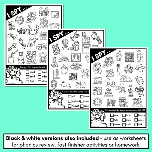 Resource preview 4 for I SPY for R-CONTROLLED VOWELS OR WORDS - Decodable Words - 1st & 2nd Grade Phonics Activities