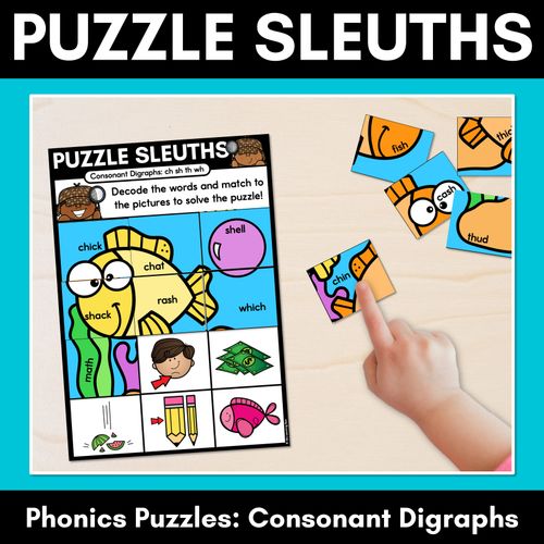 Resource preview 1 for PHONICS PUZZLES - Phonics Games &  Worksheets - Decodable Consonant Digraph Words