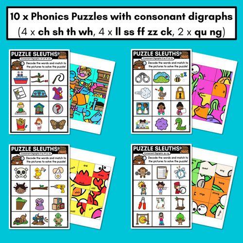 Resource preview 2 for PHONICS PUZZLES - Phonics Games &  Worksheets - Decodable Consonant Digraph Words