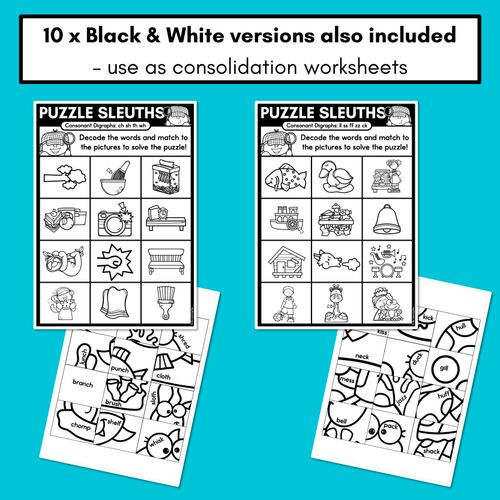 Resource preview 3 for PHONICS PUZZLES - Phonics Games &  Worksheets - Decodable Consonant Digraph Words