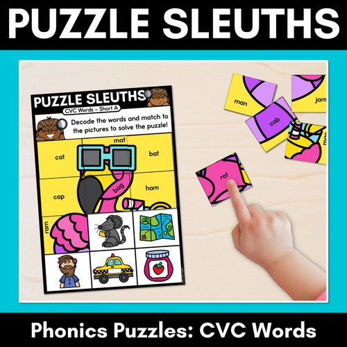 Resource preview 1 for PHONICS PUZZLES - Phonics Games and Phonics Worksheets - Decodable CVC Words