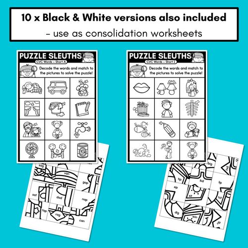 Resource preview 3 for PHONICS PUZZLES - Phonics Games and Phonics Worksheets - Decodable CVC Words