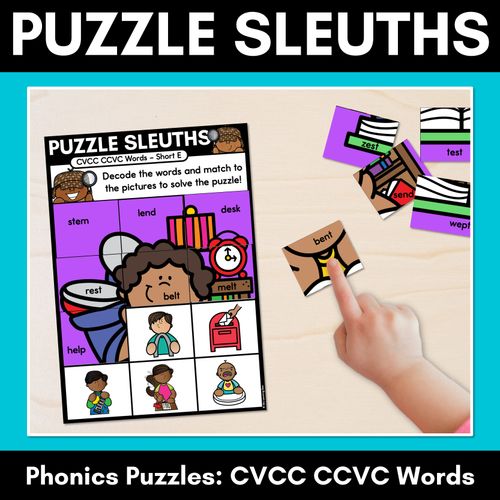 Resource preview 1 for PHONICS PUZZLES - Phonics Games and Phonics Worksheets-Decodable CVCC CCVC Words