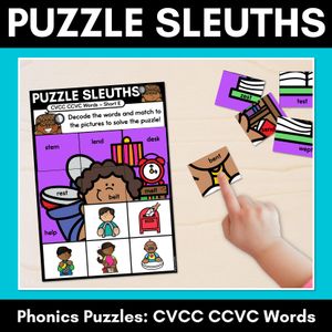 PHONICS PUZZLES - Phonics Games and Phonics Worksheets-Decodable CVCC CCVC Words