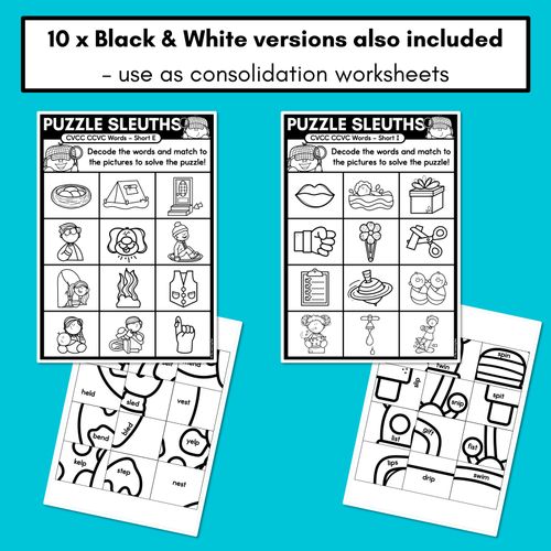 Resource preview 3 for PHONICS PUZZLES - Phonics Games and Phonics Worksheets-Decodable CVCC CCVC Words