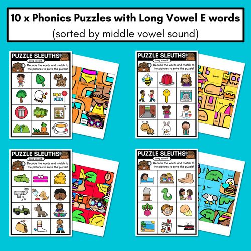 Resource preview 2 for PHONICS PUZZLES - Phonics Games &  Worksheets - Long Vowel E Words