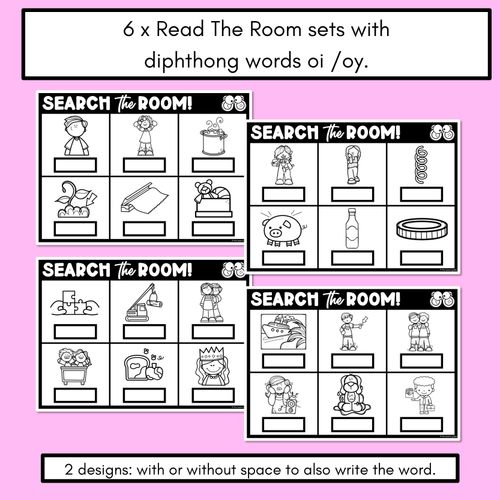 Resource preview 2 for READ THE ROOM - Decodable Words Phonics Activity - Diphthong OI OY