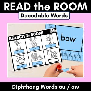 READ THE ROOM - Decodable Words Phonics Activity - Diphthong OU OW