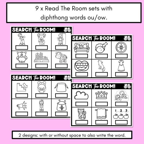 Resource preview 2 for READ THE ROOM - Decodable Words Phonics Activity - Diphthong OU OW