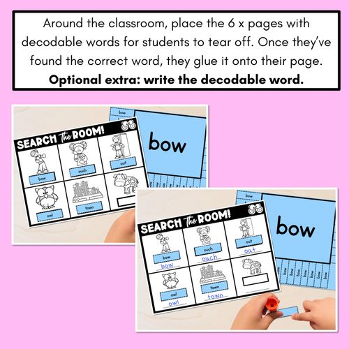 Resource preview 4 for READ THE ROOM - Decodable Words Phonics Activity - Diphthong OU OW