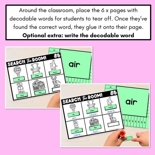 Resource preview 4 for READ THE ROOM - Decodable Words Phonics Activity - R-controlled Vowels AIR