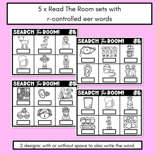 Resource preview 2 for READ THE ROOM - Decodable Words Phonics Activity - R-controlled Vowels EER