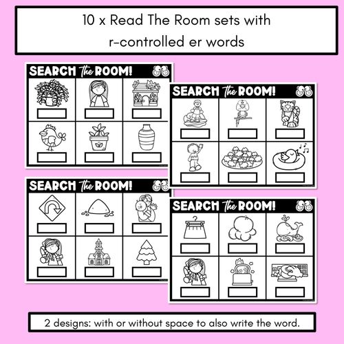 Resource preview 2 for READ THE ROOM - Decodable Words Phonics Activity - R-controlled Vowels ER