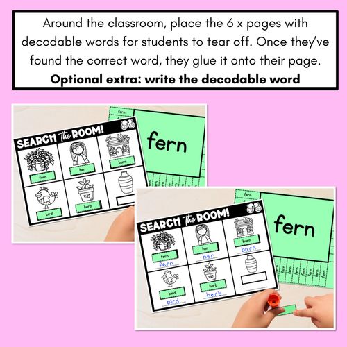 Resource preview 4 for READ THE ROOM - Decodable Words Phonics Activity - R-controlled Vowels ER