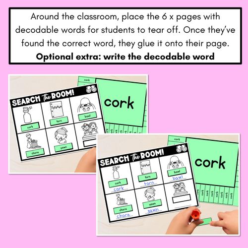 Resource preview 4 for READ THE ROOM - Decodable Words Phonics Activity - R-controlled Vowels OR