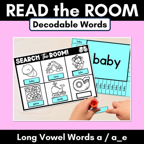 Resource preview 1 for READ THE ROOM - Decodable Words Phonics Activity - Simple Long Vowel A: A & A_E