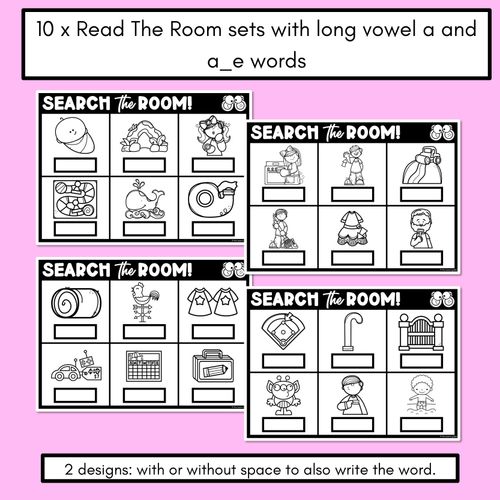 Resource preview 2 for READ THE ROOM - Decodable Words Phonics Activity - Simple Long Vowel A: A & A_E