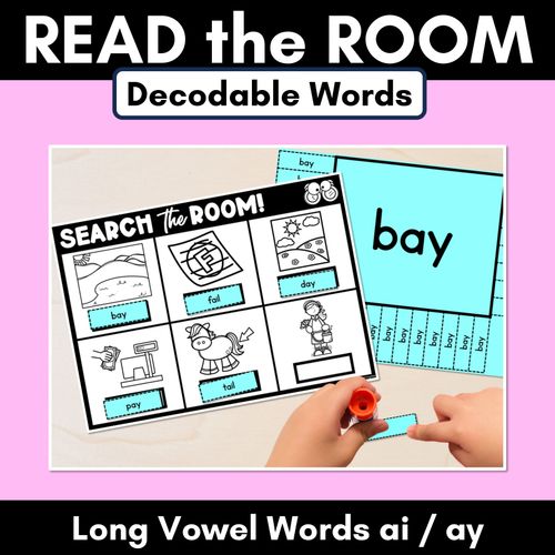 Resource preview 1 for READ THE ROOM - Decodable Words Phonics Activity - Simple Long Vowel A: AI and AY