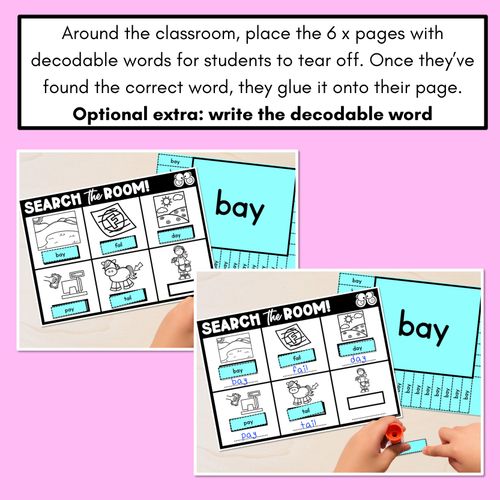 Resource preview 4 for READ THE ROOM - Decodable Words Phonics Activity - Simple Long Vowel A: AI and AY