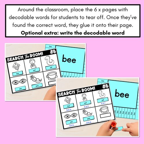 Resource preview 4 for READ THE ROOM - Decodable Words Phonics Activity - Simple Long Vowel E: ea & ee