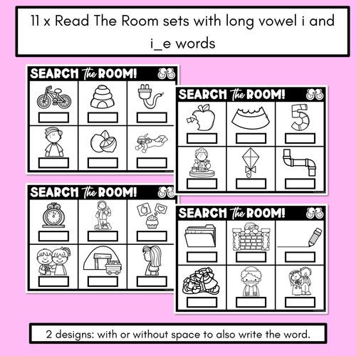 Resource preview 2 for READ THE ROOM - Decodable Words Phonics Activity - Simple Long Vowel I: i & i_e