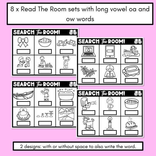 Resource preview 2 for READ THE ROOM - Decodable Words Phonics Activity - Simple Long Vowel O: oa & ow