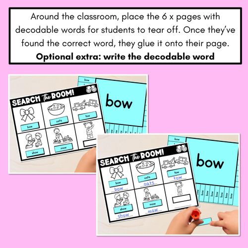 Resource preview 4 for READ THE ROOM - Decodable Words Phonics Activity - Simple Long Vowel O: oa & ow