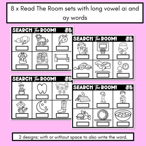 Resource preview 2 for READ THE ROOM - Decodable Words Phonics Activity - Simple Long Vowel U: oo & ew