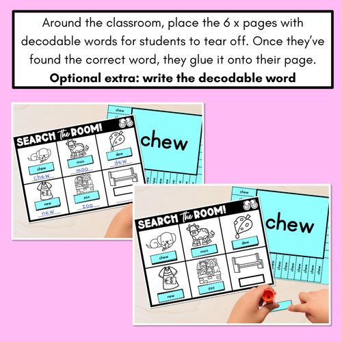 Resource preview 4 for READ THE ROOM - Decodable Words Phonics Activity - Simple Long Vowel U: oo & ew