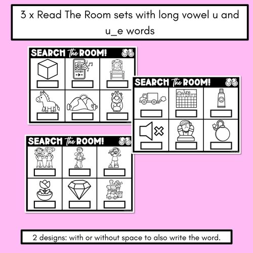 Resource preview 2 for READ THE ROOM - Decodable Words Phonics Activity - Simple Long Vowel U: u & u_e