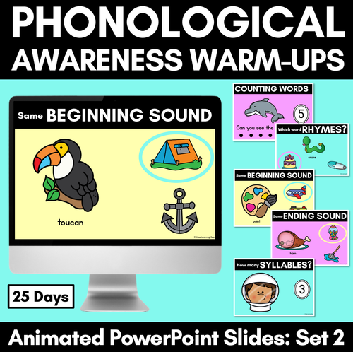 Resource preview 1 for Phonological Awareness Warm Up PowerPoint Slides - Set 2