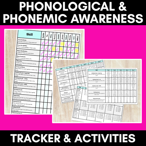 Resource preview 1 for Phonological Awareness Skills Assessment Tracker & Sample Activities