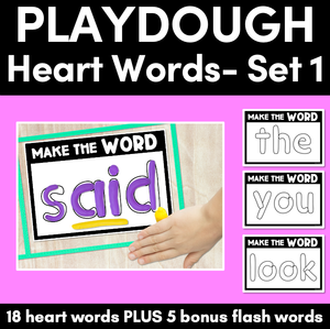 Playdough Heart Word Practice - Set 1