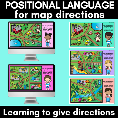 Resource preview 1 for Positional Language for Map Directions Slides - Learning to give directions