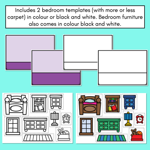 Resource preview 3 for Make A Bedroom Templates using Positional Language