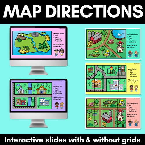 Resource preview 1 for Map Directions - Interactive Slides with and without gridlines