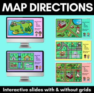 Map Directions - Interactive Slides with and without gridlines