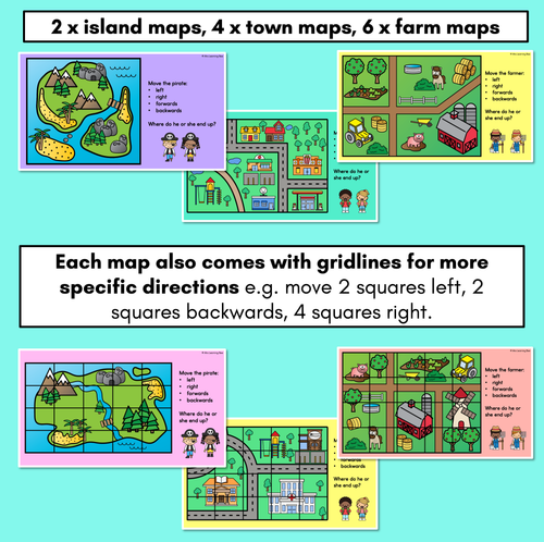 Resource preview 3 for Map Directions - Interactive Slides with and without gridlines