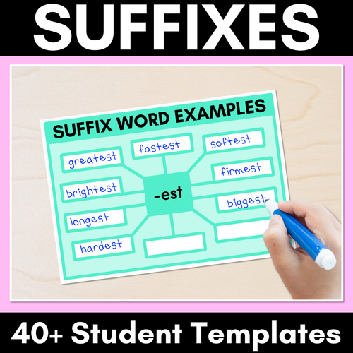 Resource preview 1 for SUFFIX Student Brainstorm Templates - includes suffix reference pages