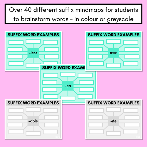 Resource preview 2 for SUFFIX Student Brainstorm Templates - includes suffix reference pages