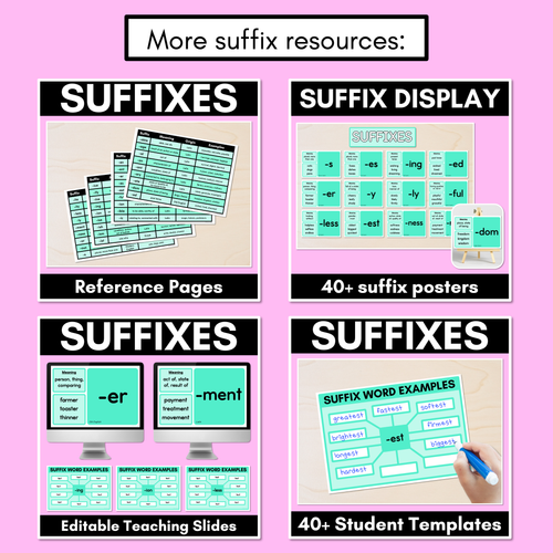 Resource preview 5 for SUFFIX Student Brainstorm Templates - includes suffix reference pages