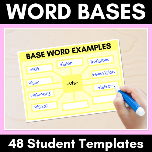 Resource preview 1 for WORD BASE Student Brainstorm Templates - includes base word reference pages