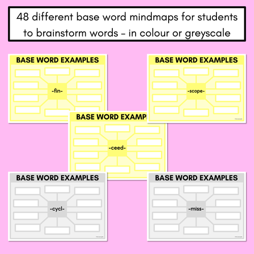 Resource preview 2 for WORD BASE Student Brainstorm Templates - includes base word reference pages