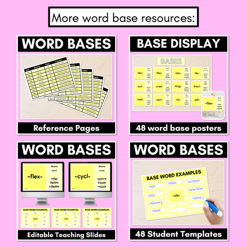 Resource preview 5 for WORD BASE Student Brainstorm Templates - includes base word reference pages