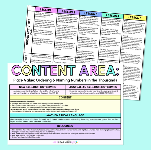 Resource preview 18 for Place Value: Ordering & Naming Numbers in the Thousands - Grade 3 & 4 Unit of Work