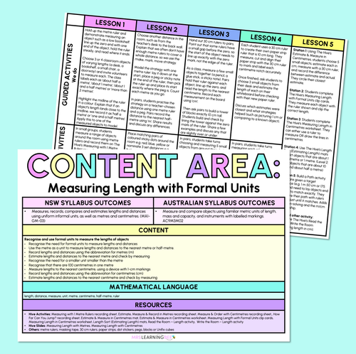Resource preview 1 for Measuring Length with Formal Units - Grade 1 & 2 Program